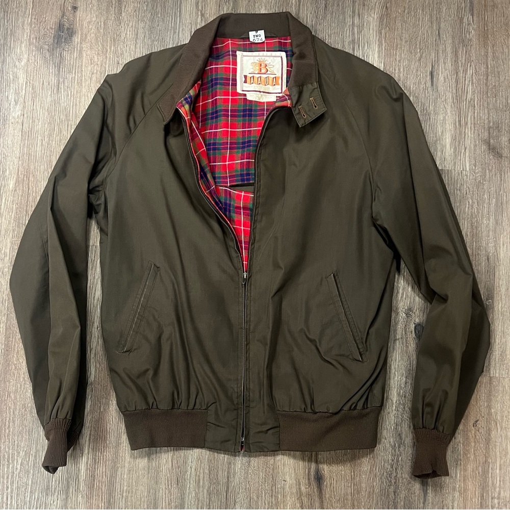 Baracuta Brown Harrington Jacket with Red Tartan Lining